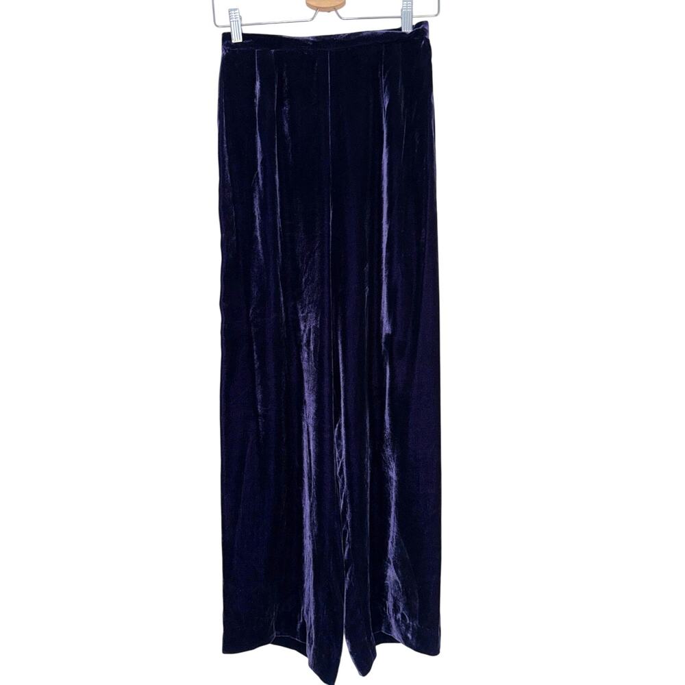 vintage OSCAR DE LA RENTA deep eggplant purple wide leg high waist pants